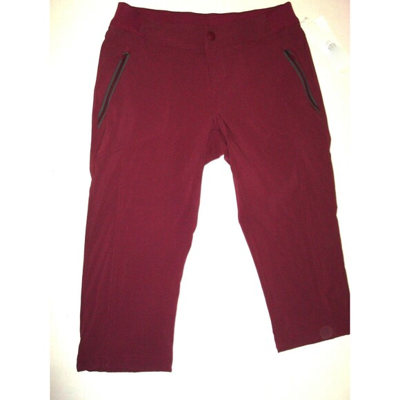 Womens M New NWT Columbia Capri Pants Pockets Dark Red Bryce Canyon UPF Burgundy - Picture 2 of 6